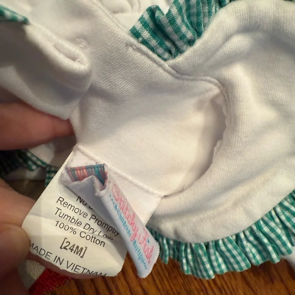 Stitchy Fish Smocked Candy Cane Romper